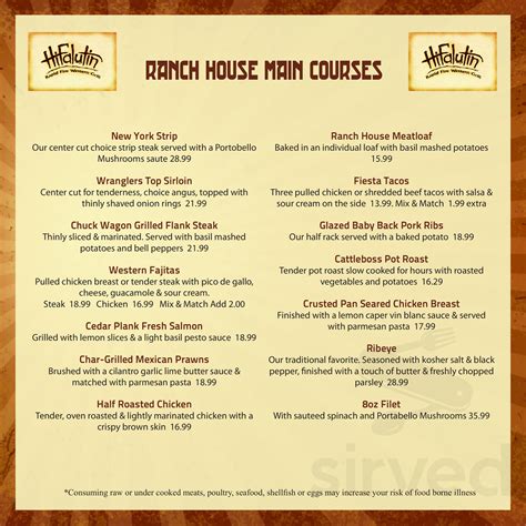 hifalutin menu.